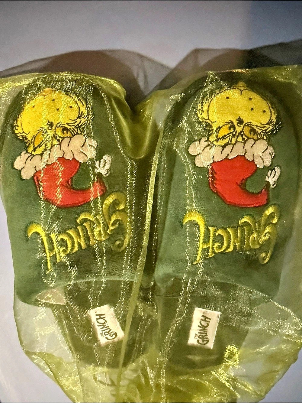 Disney The Grinch Mule Slippers Gift Bag new with tag Primark Women Size S 5/6